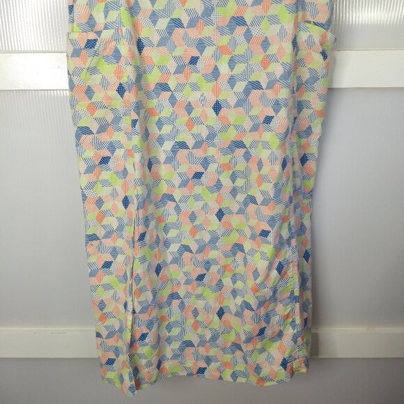 Columbia Geometric Pattern Night Gown Dress PFG Size Small Pockets Side Slit - Picture 3 of 16